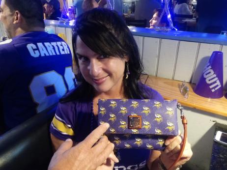 christine cloutier with MN Vikings Dooney & Bourke Purse