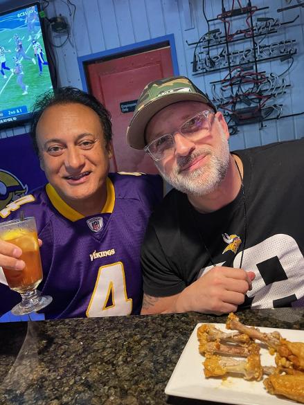 Executive's Mandeep Sodhi and John Benincasa Laub at MN Vikings fan event December 5th 2021 MIAMI VIKES - Historic Downtowner Saloon Fort Lauderdale