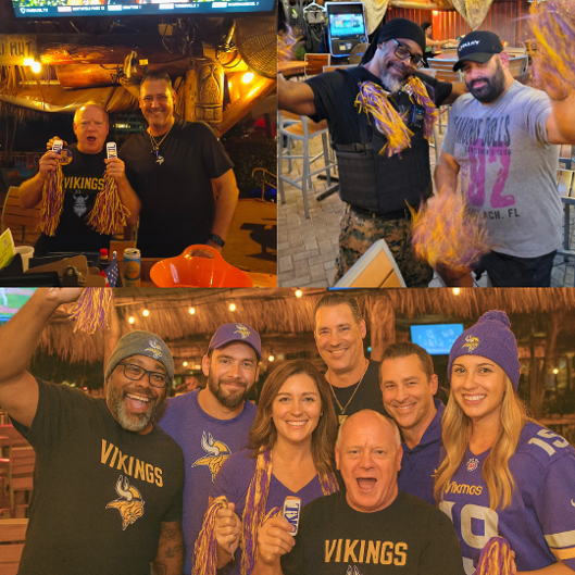 Miami Vikes - MN Vikings Fans of South Florida in Fort Lauderdale at Ocean Manor Luxury Resort September 8th 2025 celebrating victory over the Chicago Bears