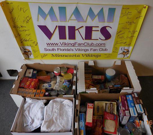 Harvest food drive. MIAMI VIKES South Florida Vikings did it again by collecting food at Champp's Americana in Ft Lauderdale on 11/15/15